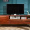 LuxD Dizajnový TV stolík Malakai 165 cm prírodná akácia - zlatý