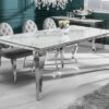 LuxD Dizajnový jedálenský stôl Rococo 180 cm strieborný - mramor