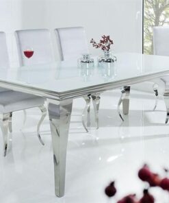LuxD Jedálenský stôl Rococo 200 cm biela / strieborná