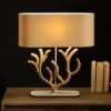 LuxD 24201 Dizajnová stolná lampa Maleah 58 cm béžová - akácia