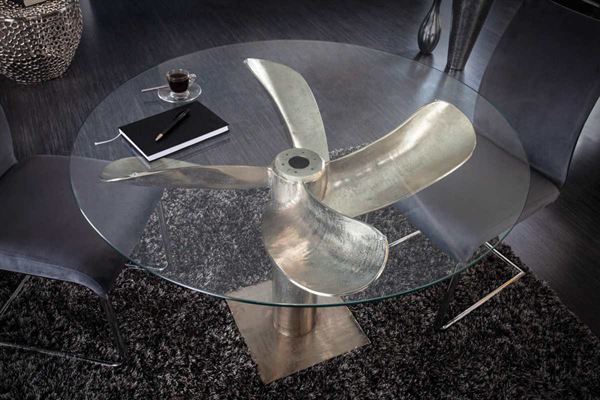 LuxD Dizajnový jedálenský stôl Propeller 94 cm strieborný
