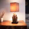LuxD 24202 Dizajnová stolná lampa Desmond 45 cm hnedá - ironwood