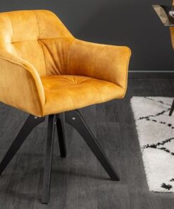 LuxD 24112 Dizajnová otočná stolička Giuliana horčicový zamat