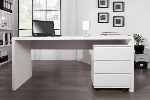 LuxD Kancelársky stôl Barter 160cm biely vysoký lesk 160 cm x 75 cm