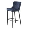 Furniria Dizajnová barová stolička Hallie modrý zamat