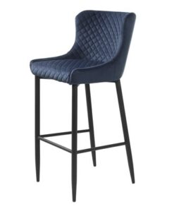 Furniria Dizajnová barová stolička Hallie modrý zamat