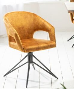 LuxD 24195 Dizajnová otočná stolička Age horčicovožltý zamat