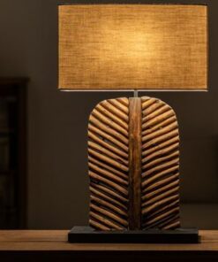 LuxD 24285 Dizajnová stolná lampa Lance 63 cm hnedá - longan