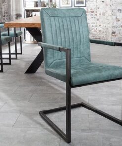 LuxD 20265 Jedálenská stolička Madilyn tyrkysová s podrúčkami